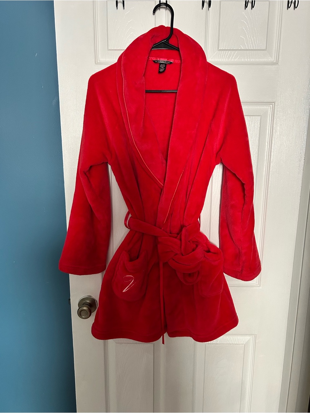 Victoria's Secret Plush Red Shawl-Collar Robe with Belt